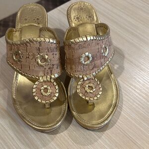Jack Rogers Gold and Tan Sandals
